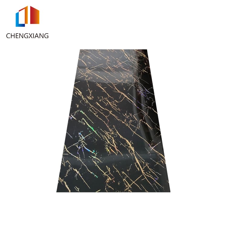 Gold Veins Black UV Marble Sheet PVC Decorative Board