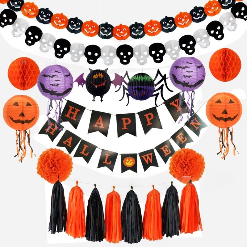 Wholesale Halloween Lanterns, Garlands & Banners, Triangular Flag Paper Decorations | Party & Retail Seasonal Decor Supplier