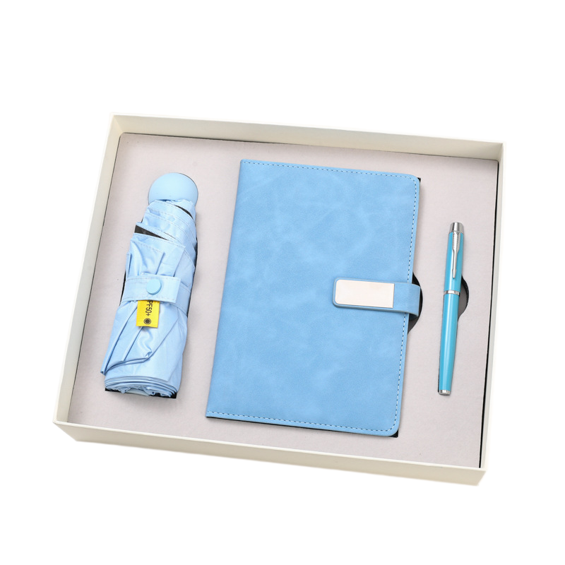Minimalist 5-Fold Umbrella Notebook & USB Gift Set | Custom Corporate Gift Box | Wholesale Promotional Gift Set Manufacturer