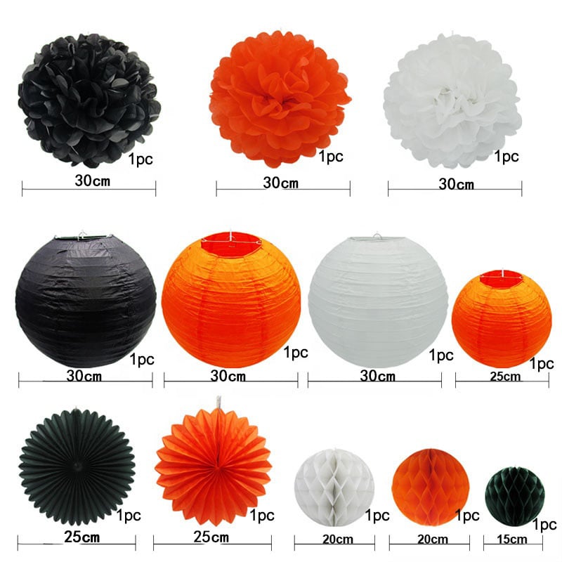 Wholesale Halloween Black & Orange Paper Fan Party Decorations | Hanging & Wall Decor for Retail & Events