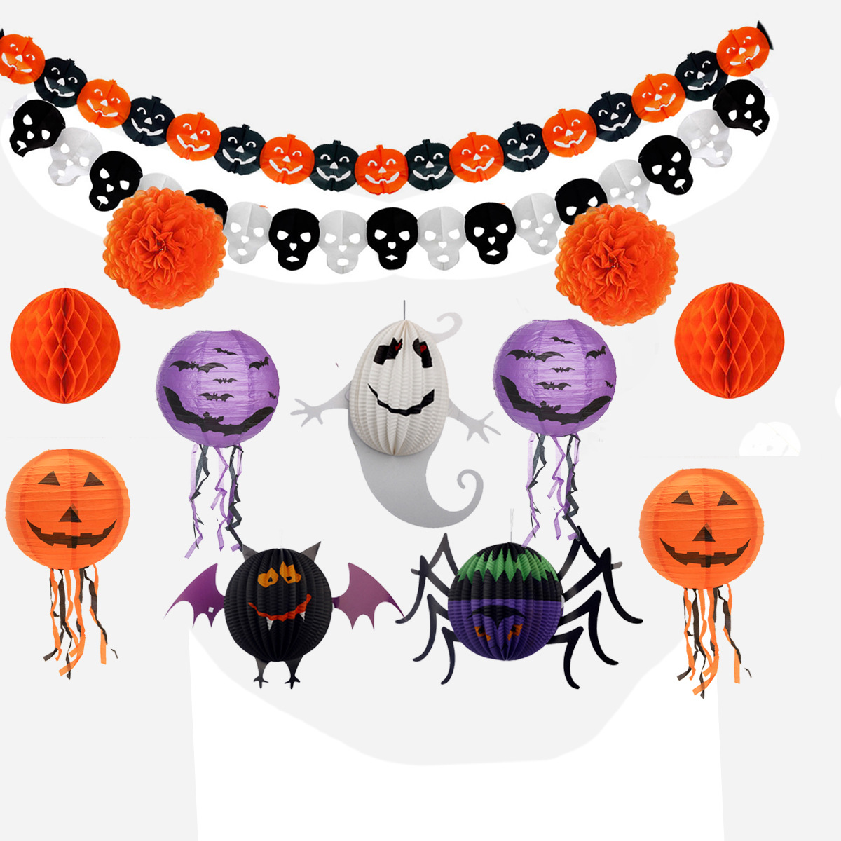Wholesale Halloween Lanterns, Garlands & Banners, Triangular Flag Paper Decorations | Party & Retail Seasonal Decor Supplier