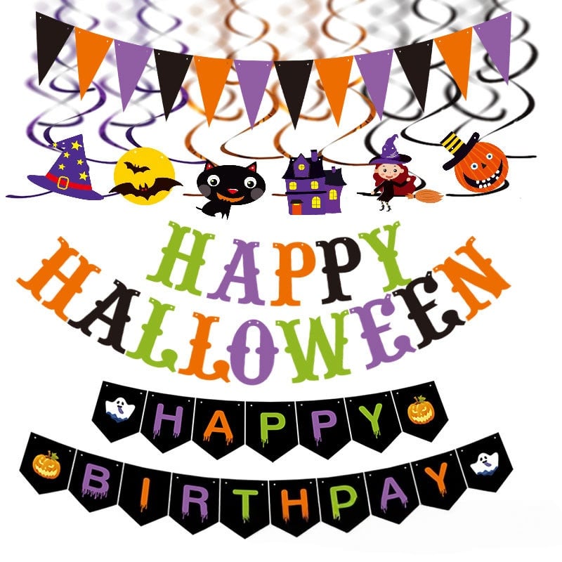 Wholesale Halloween Lanterns, Garlands & Banners, Triangular Flag Paper Decorations | Party & Retail Seasonal Decor Supplier
