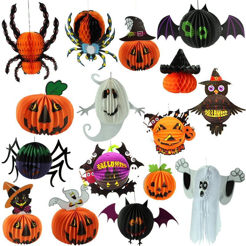 Wholesale Halloween Decorative Spider Honeycomb Ball Streamers | Hanging Party Decorations for Retail & Events