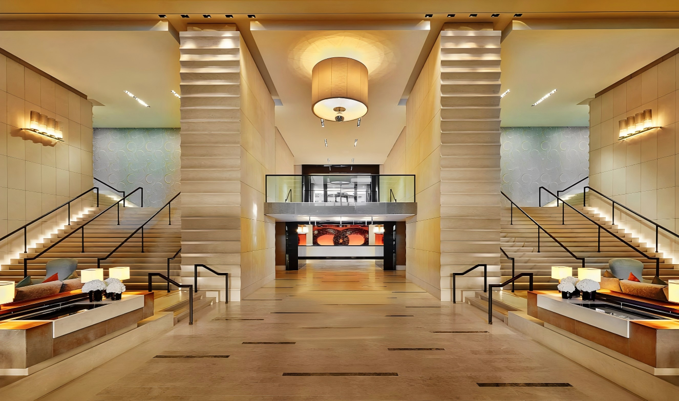 32 inch vending machine placed in luxury hotel lobby