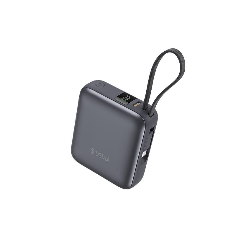DEVIA Ultra1 35W PD Fast Charging Power Bank 10000mAh with Built-in Type-C Cable & Digital Display