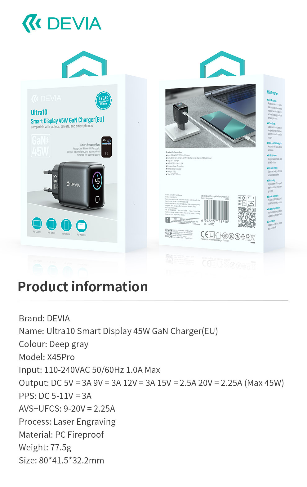 devia-ultra10-45w-gan-fast-charger-smart-display-eu-plug-packaging-box-product-specifications.jpg
