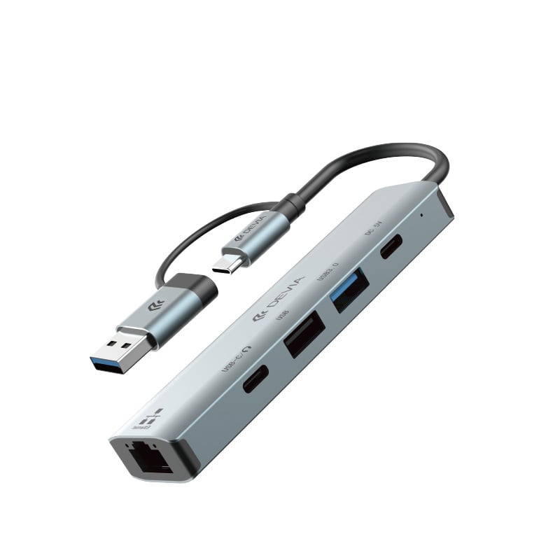 Pro2 USB+Type-C to RJ45+2A+2C 5 In 1 HUB