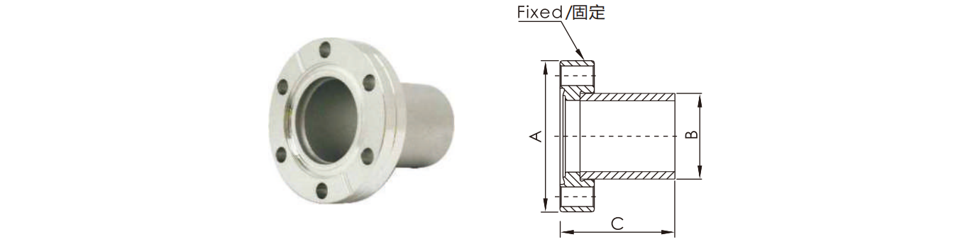 CF Half Nipple SS304 SS316L Stainless Steel Tapped and Through Holes CF16-CF250 Fixed High Vacuum Fitting 1/2"-10" Flange  manufacture