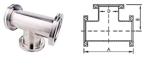 Stainless Steel ISO63/ISO80/ISO100/ISO160 Flanges ISO-K Equal Tee High Quality SS304 SS316L Vacuum Clamp Fitting NW80-160 manufacture