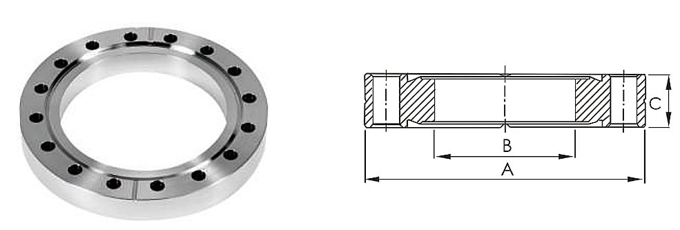 SS304 SS316L CF Double Face Flanges High Vacuum Fitting  Stainless Steel Thru Holes CFF16-CF250 3/4"-10" Same Size CF Flange on Both Sides factory