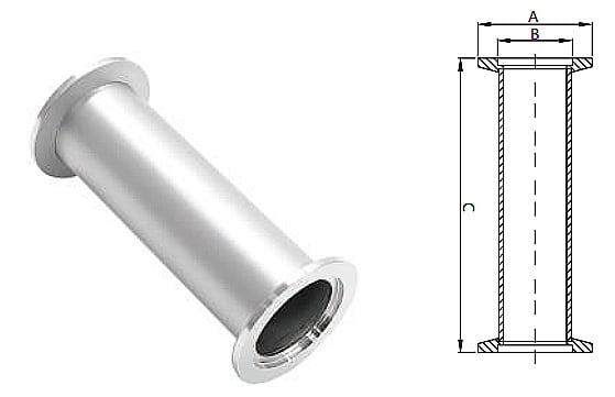 SS304 SS316L Stainless Steel KF16/KF25/KF40/KF50 Full Nipple High Quality L=40/60/80/100MM Vacuum Pipe Fitting Customizable Size Flanges NW25/40 manufacture
