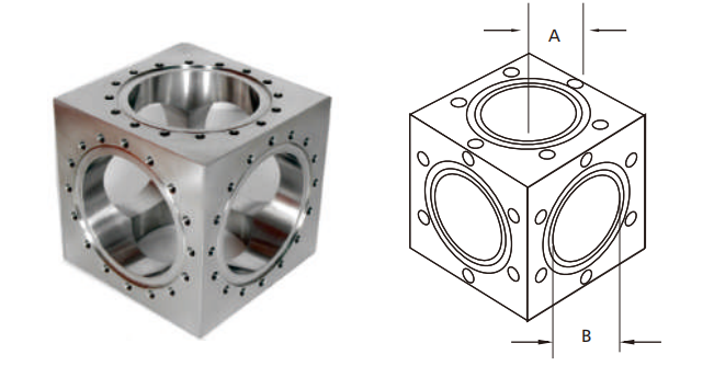 SS304/SS316L UHV Ultra CF16-CF200 High Vacuum CF 6-Way Cube Stainless Steel Machined From Solid Cube Material-No Welds Ultra High Quality Pipe Fittings Flange factory