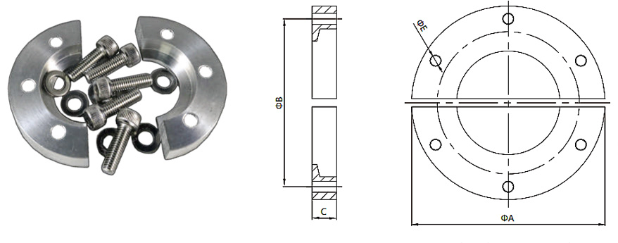 KF Bulkhead Clamp Aluminum Vacuum Flange KF16/KF25/KF40/KF50 High Quality Vacuum Clamp Fitting NW16/25/40/50 and for Simple HV Chamber Pots factory
