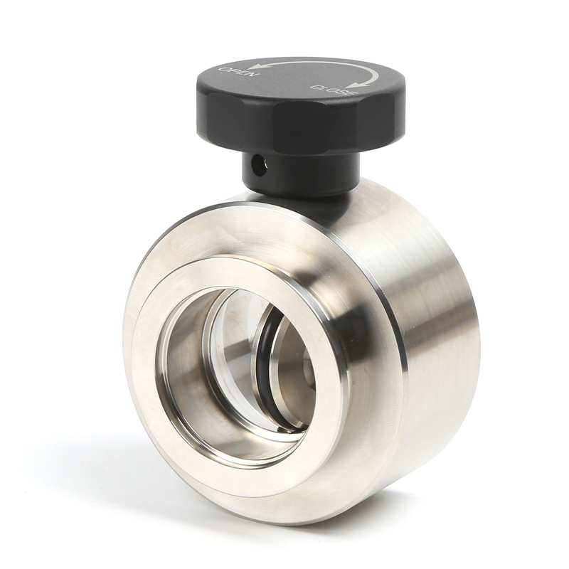 KF Butterfly Valve with Handwheel KF25/KF40/KF50 SS304 SS316L Vacuum Swivel Valve Plate with FKM Seal Stainless Steel Flow By Adjusting NW25/NW40/NW50