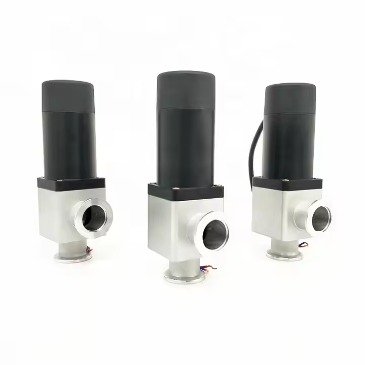 Elektromagnetski kutni ventil, tijelo od aluminija, 90 stupnjeva, L oblik, visoki vakuum, priključak KF16/KF25/KF40/KF50, NW25/NW40 kutni ventil