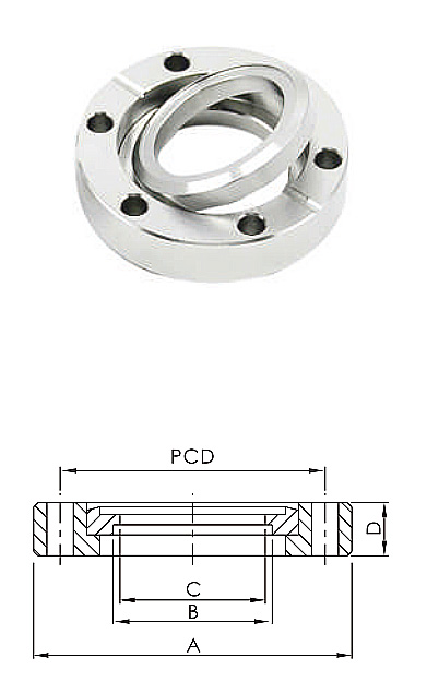 CF Rotatable Bored Blank Flange Tapped Holes CF16-CF250 High Vacuum Fitting SS304 SS316L Stainless Steel Flanges 1/2"-10" Thru Holes/Metric Thread/UNC Thread  manufacture