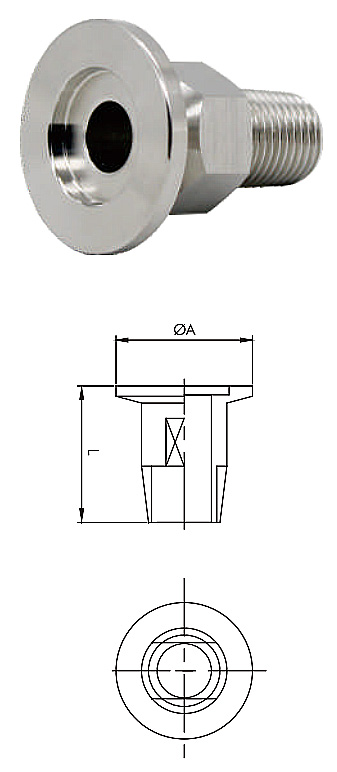 SS304/SS316L Vacuum Hex Fitting  Male Adapter  PT/NPT Thread KF16-KF50x1/8"-2"  Stainless Steel Flange Male Adapter for Semiconductor details