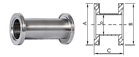 ISO-K Full Nipple ISO63-ISO200 Vacuum Adaptor Stainless Steel SS304 SS316L Double-Headed ISO Flange High Quality Pipe Fittings details