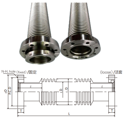 CF Bellows SUS304 SUS316L Stainless Steel Forged CF16/CF35/CF63 Flexible Bellows Hose High Vacuum Fitting Fixed Rotatable Flange  manufacture