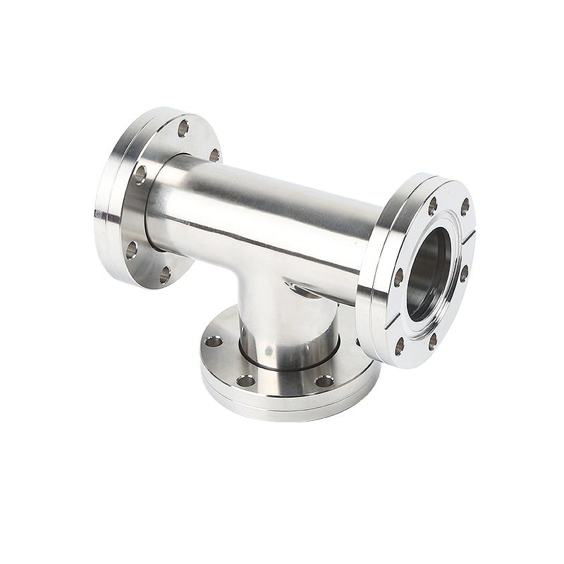 SS304 SS316L Stainless Steel  CF Three Way Equal Tee Rotatable CF16-CF100 High Vacuum Thru Holes 3/4