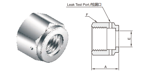High Purity Female Nut Stainless Steel QCR VCR Vacuum Fitting SS316L Female Nut with Leak test Port BA/EP details