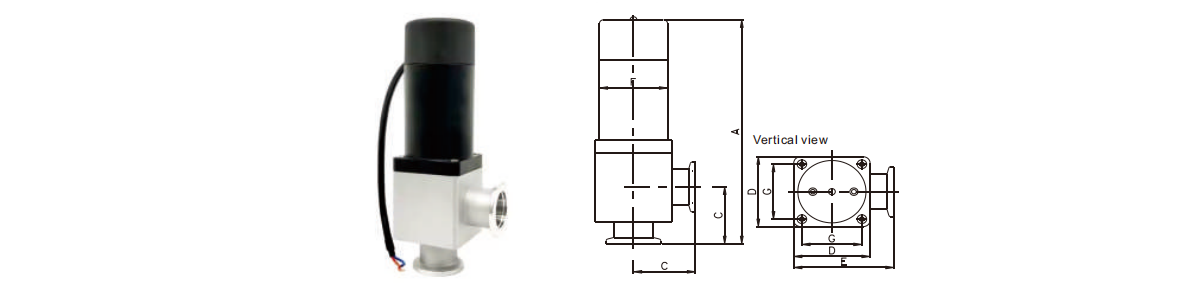 Electromagnetic Ange Valve Aluminum Body 90 degree L Type High Vacuum KF16/KF25/KF40/KF50 Fitting NW25/NW40 Ange Valve supplier