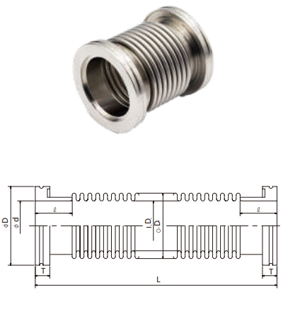ISO-K SS304 SS316L Flexible Hose Bellows ISO63-ISO200 Vacuum Compressible Formed NW63-200 Flanges Fittings supplier