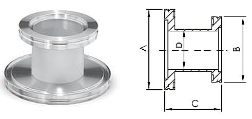 ISO-K Straight Reducer ISO80xISO63-ISO160xISO100 SS304/SS316L High Quality Stainless Steel Vacuum Fitting Flange for Semiconductor supplier