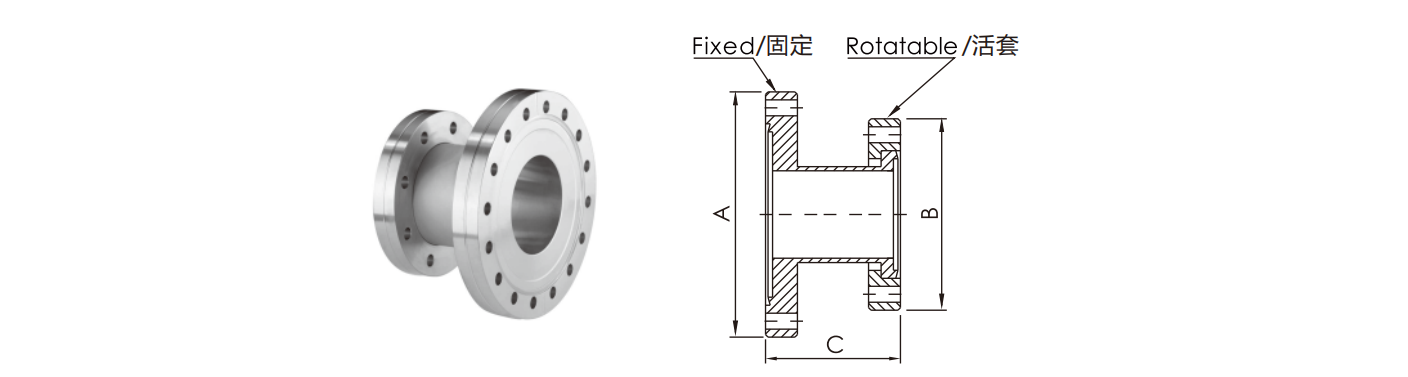 High Vacuum CF Straight Reducing Nipple CF35xCF36-CF160xCF100 Fixed Rotatable SS304 SS316L Stainless Steel Through Holes Fitting 1/2"-10" Flange  factory