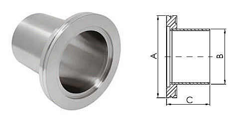 ISO-K Half Nipple Stainless Steel SS304/SS316L Flange Fitting Smooth Vacuum Clamp Weld High Quality Nipple ISO63-500 L=30/100MM manufacture
