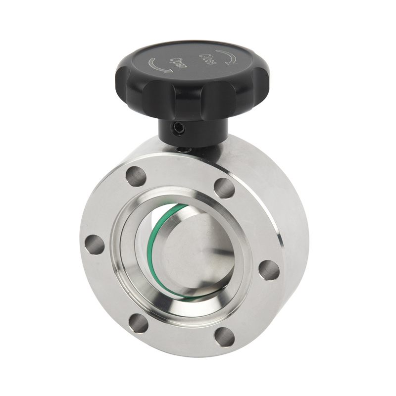 CF35 High Vacuum SS316L SS304 Stainless Steel Butterfly Valve Manually Operated Swivel Valve Plate With FKM Seal High Quality Vacuum Butterfly Valve 