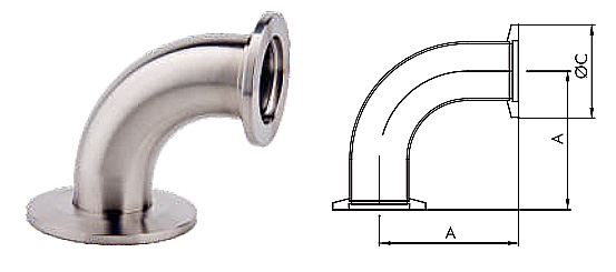 KF 90 Degree Elbow NW25/NW40 Vacuum Fitting Connector Stainless Steel KF16/KF25/KF40/KF50 Elbows SS304 SS316L  90° Elbows details