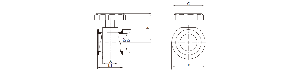 KF Flange Butterfly Valve KF25/KF40/KF50 High Quality SS304/SS316L  Vacuum Swivel Valve Plate with FKM Seal Stainless Steel Flow By Adjusting NW25/NW40/NW50 factory