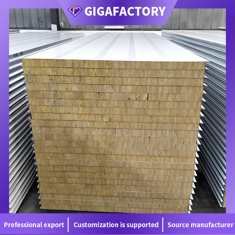 Factory Price B1 Fireproof 50 mm Rock Wool PU Sandwich Panel for Cold-Chain Warehouse Roof