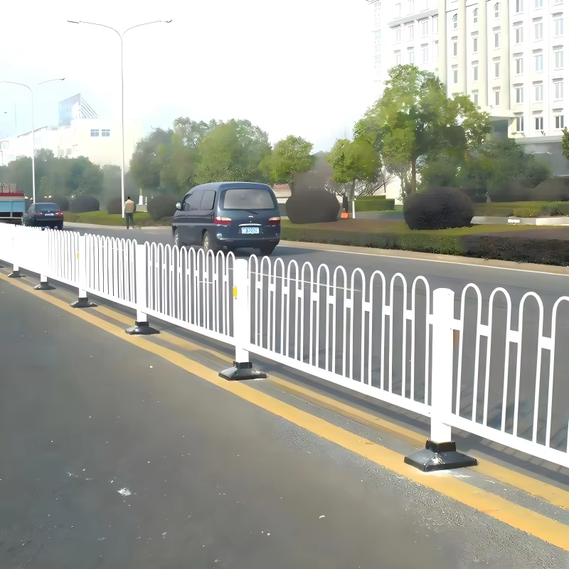 Steel Pipe Road Guardrail, 80x80mm Square Post with 16mm Round Steel, Hot-Dip Galvanized for Long-Term Outdoor Use