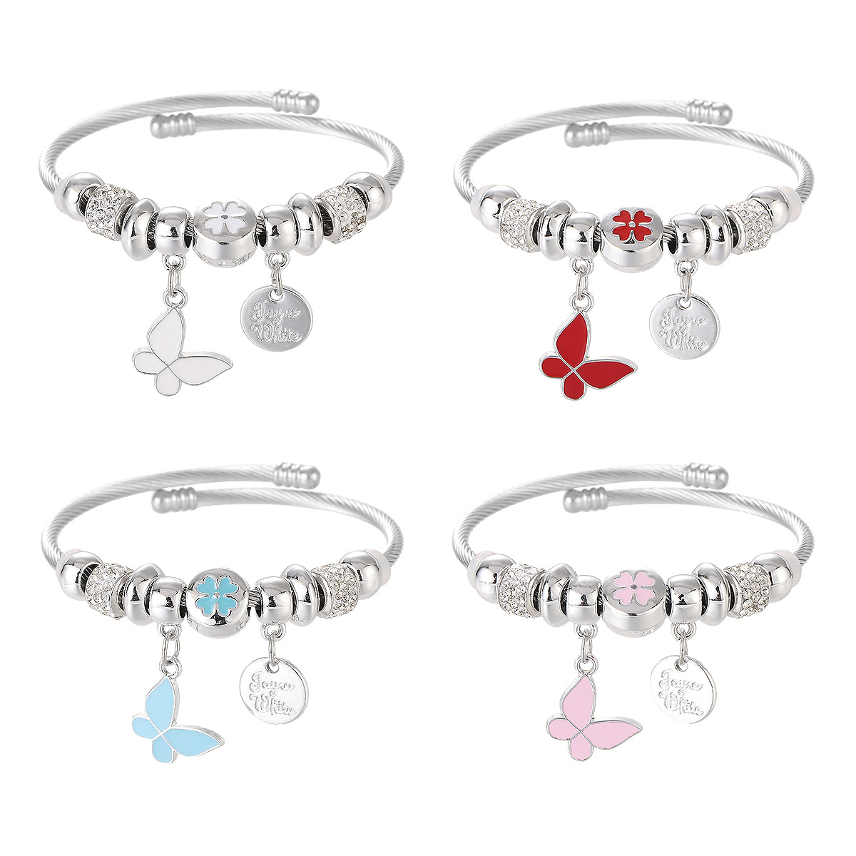 Justerbar charm-armbånd i rustfrit stål, Pandora-stil kvindesmykke, flere designmuligheder tilgængelige