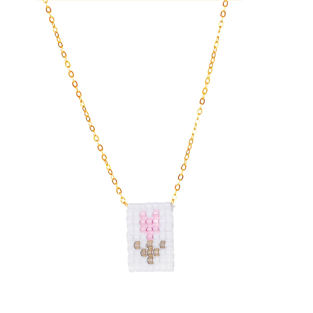 MARRINU Handmade Miyuki Delica Beaded Tulip Necklace, Stainless Steel Chain