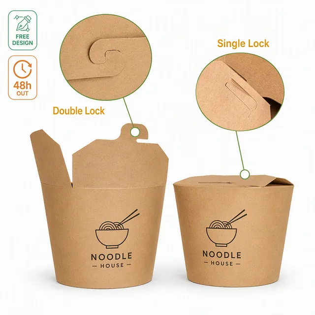 Round Bottom Noodle Boxes Wholesale|Eco-Friendly Grease-Resistant Takeout Food Containers