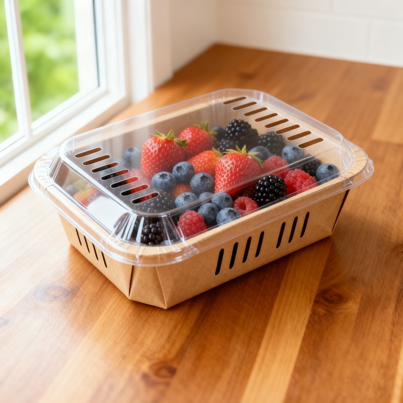 Coșuleț din hârtie ecologică pentru produse proaspete | Înlocuitor pentru coșulețele plastice de fructe