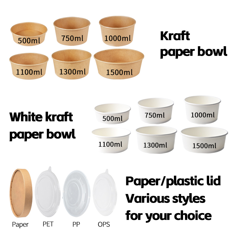 water-based coated kraft bowls with lids