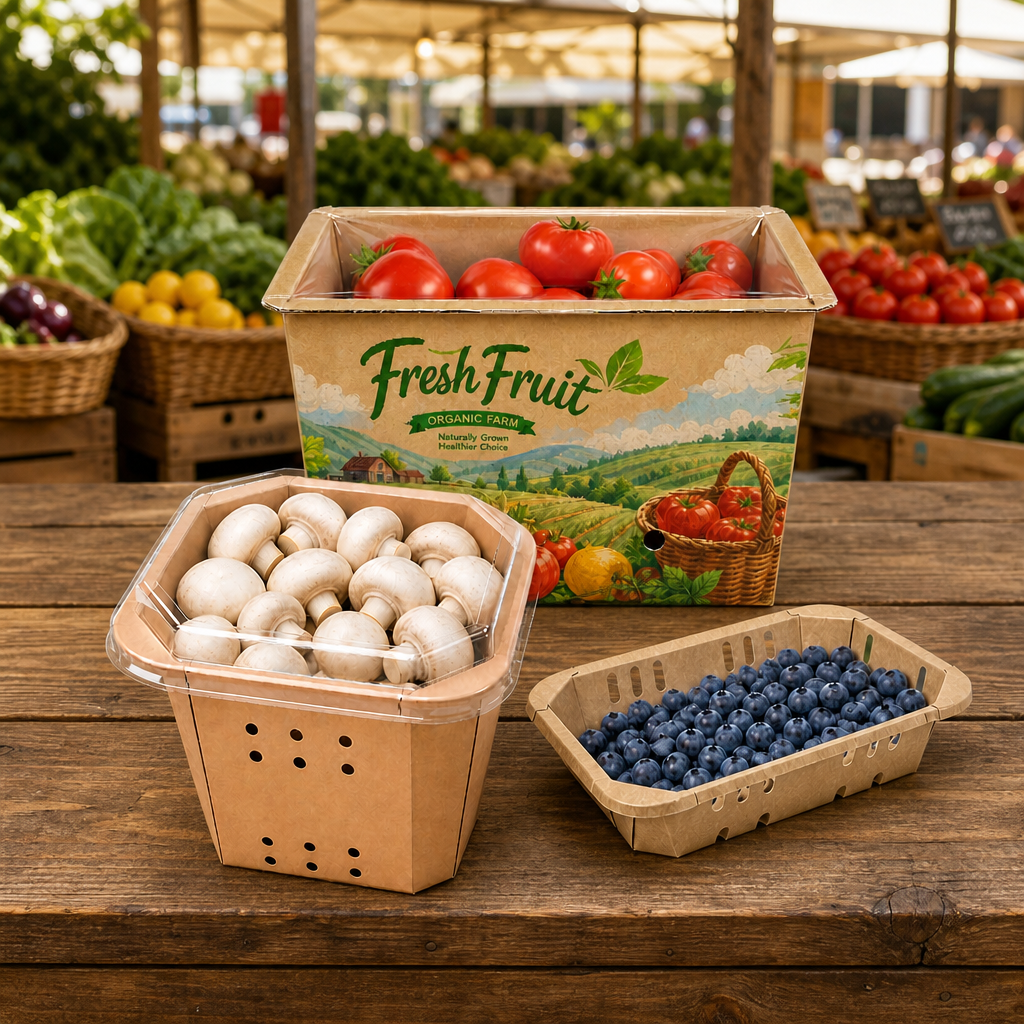 Thermo-Formed Paper Produce Trays & Paper Punnets