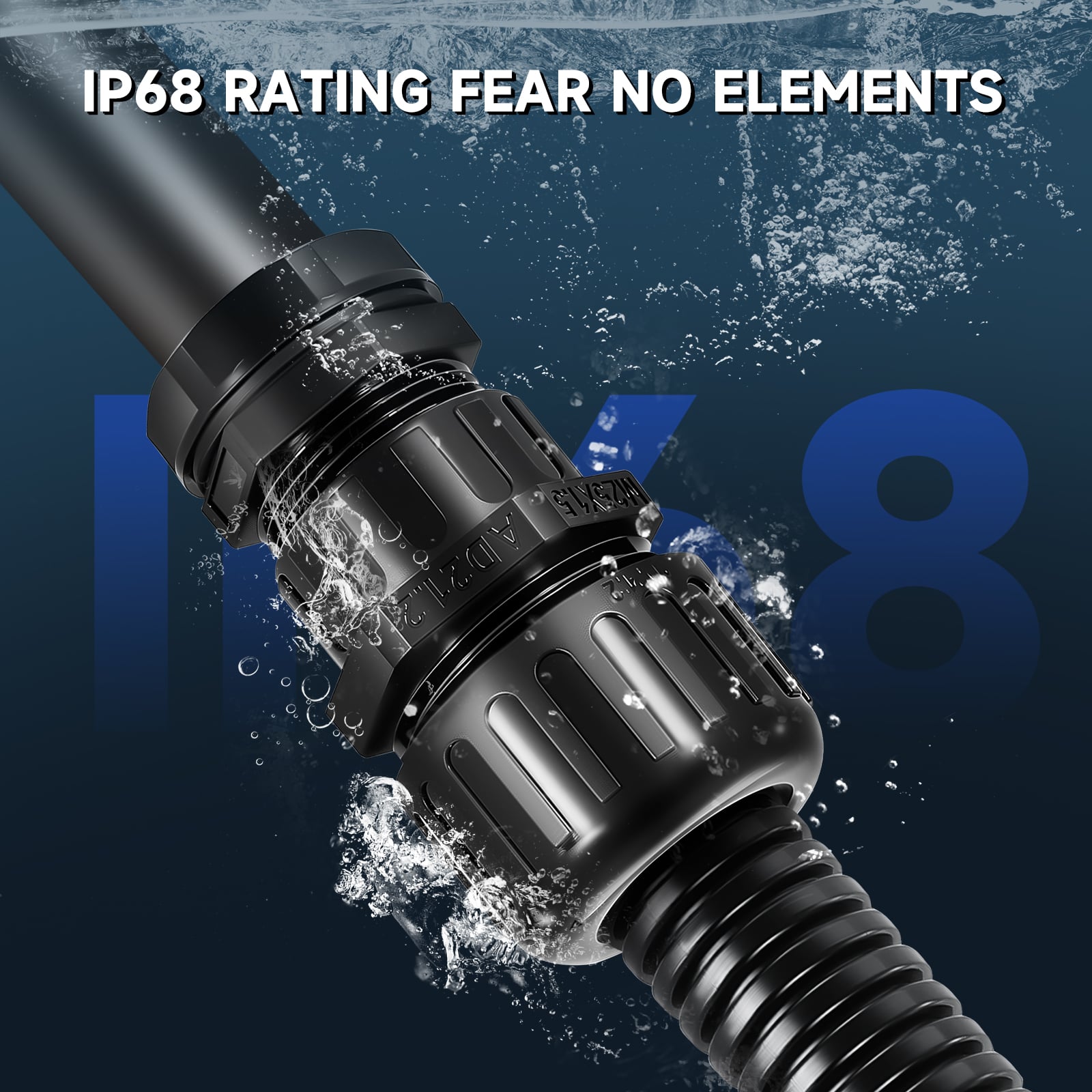 PA66 Dual-function Quick Connector Black Corrugated Pipe Cable Gland
