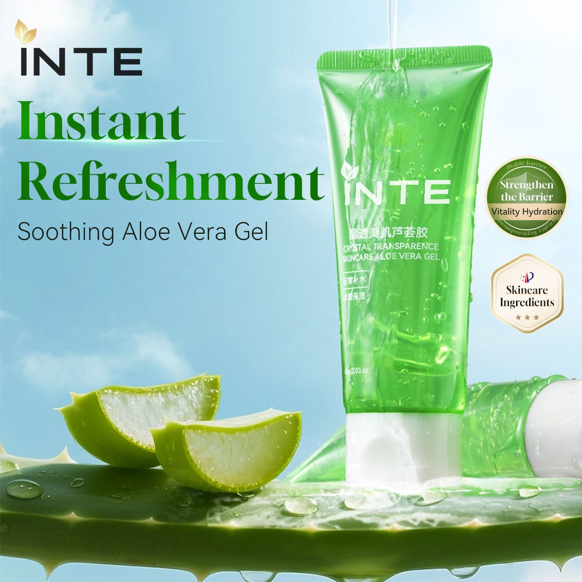 Şeffaf, Işıltılı Cilt Aloe Vera Jeli