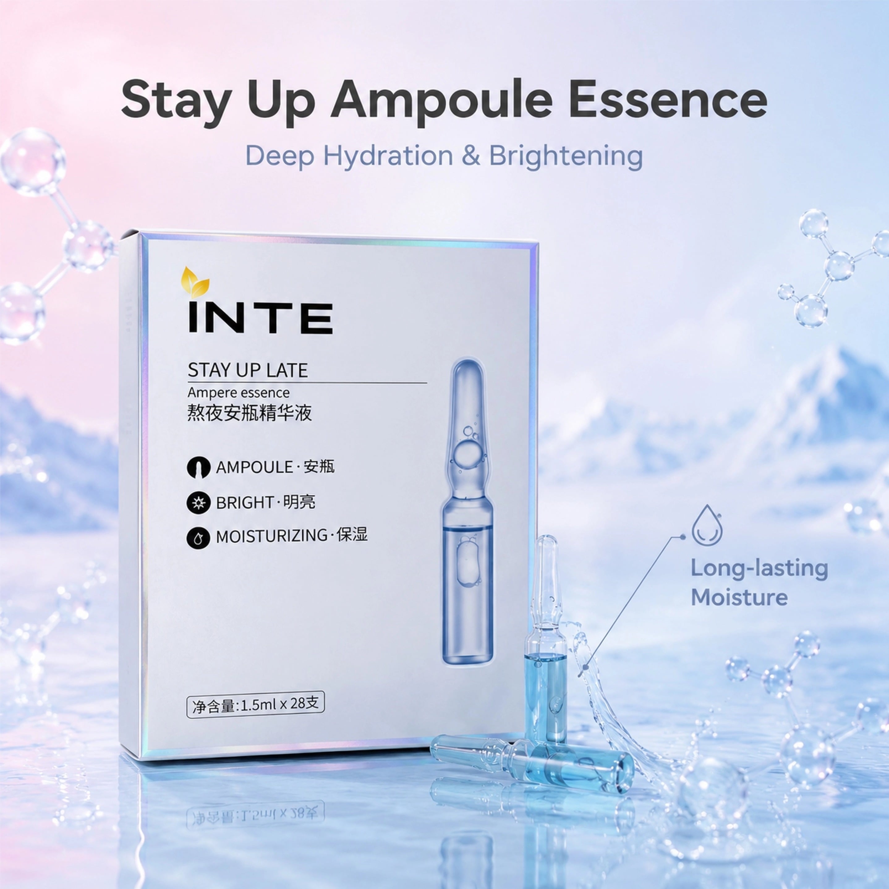 Stay Up Glow Rescue Kit 2 In 1 Skin Care Set Stay Up Late Ampoule Essence & Soothing Mask Hydrating Brightening Repair Dull Skin Facial Kit Private Label OEM Custom Logo Wholesale