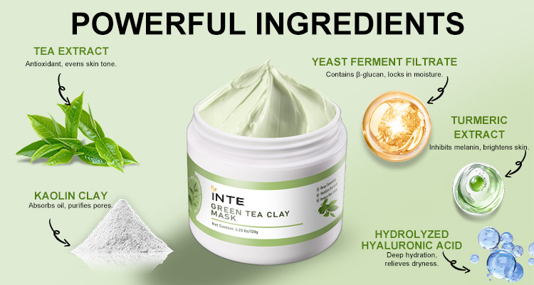 Green tea clay mask for deep cleansing and oil control OEM