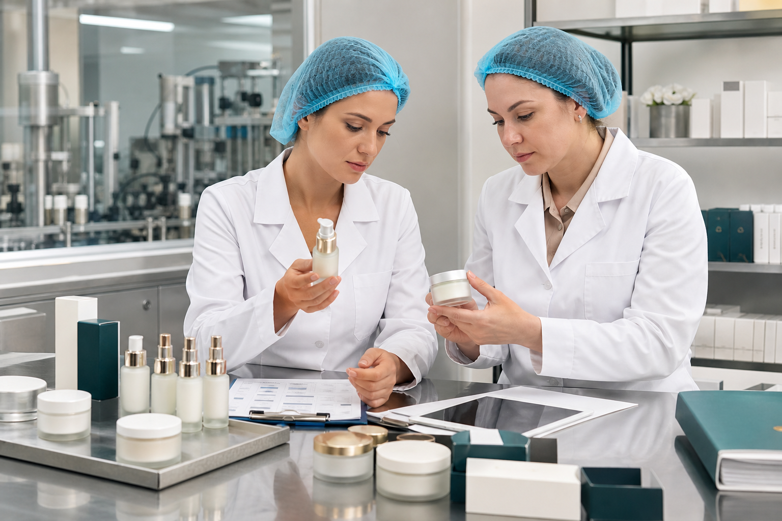 Finished private label skincare products prepared for final quality inspection before shipment.png