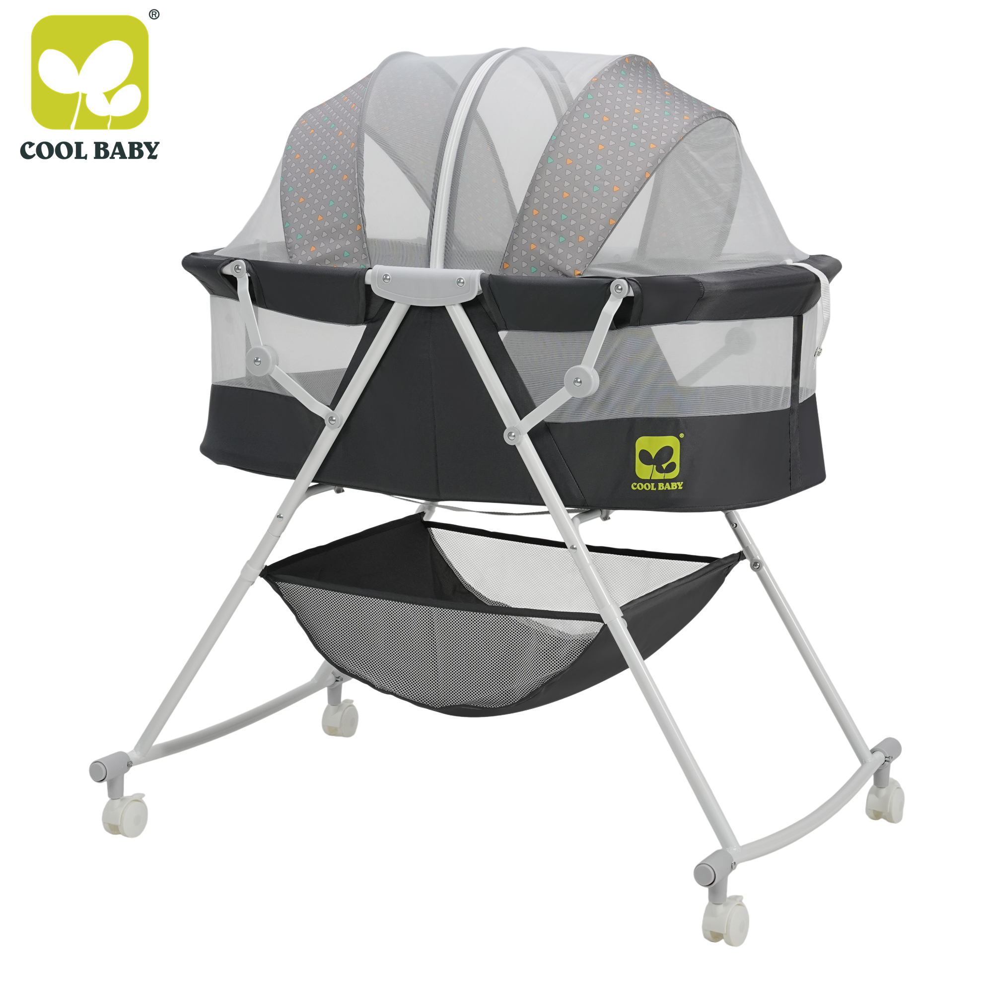 P758 Cool Baby Multifunctional Foldable Metal Baby Cot Bed Modern Design Style Kids' Cribs Bedside Sleeper