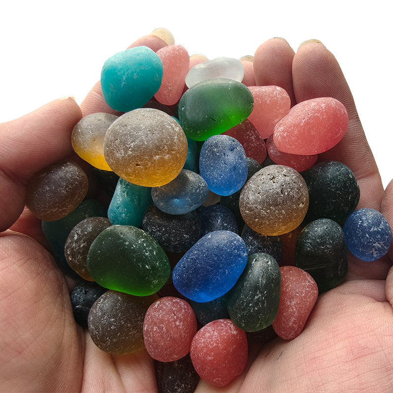 Mixed Color Frosted Sea Glass Stone Decorative Pebble Vase & Garden Filler