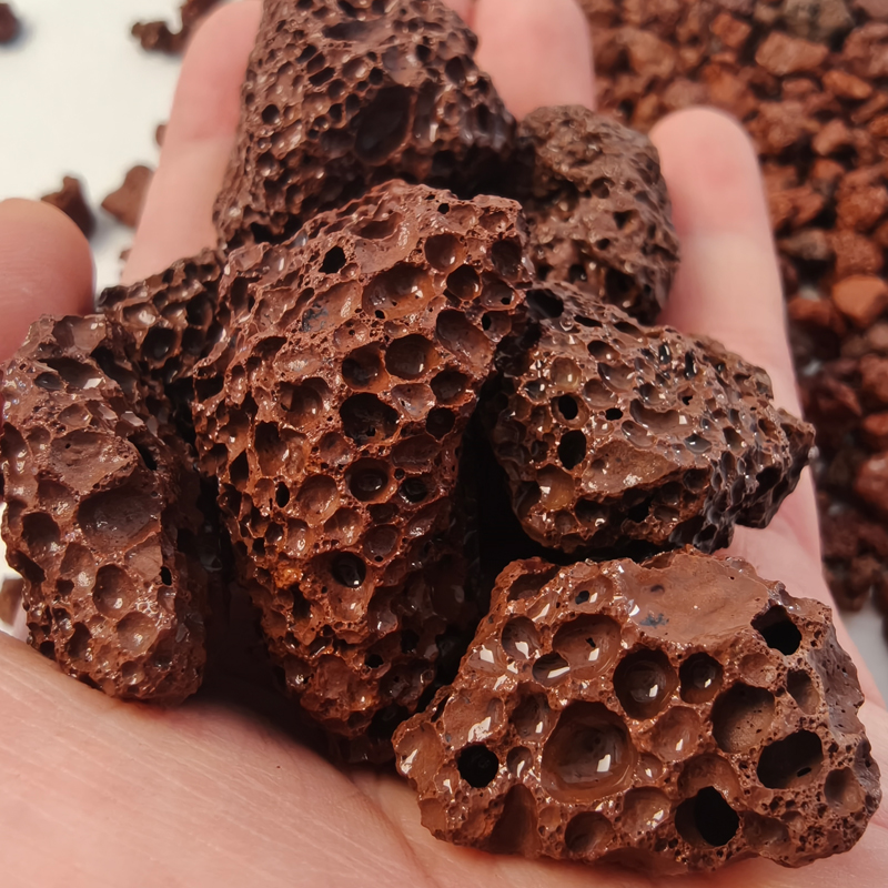 Natural Porous Red Volcanic Rock Gravel for Garden Planting & Aquarium Landscaping