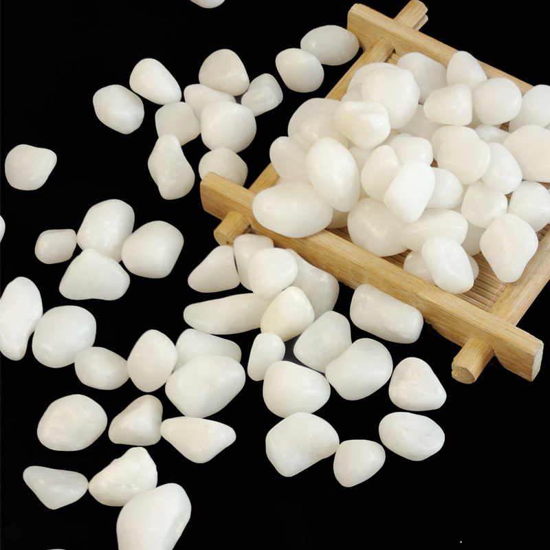 Polished Snow White Jade Stone Pebbles Indoor Outdoor Ornament Rock